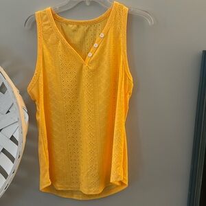 SHEIN size large yellow eyelet tank top